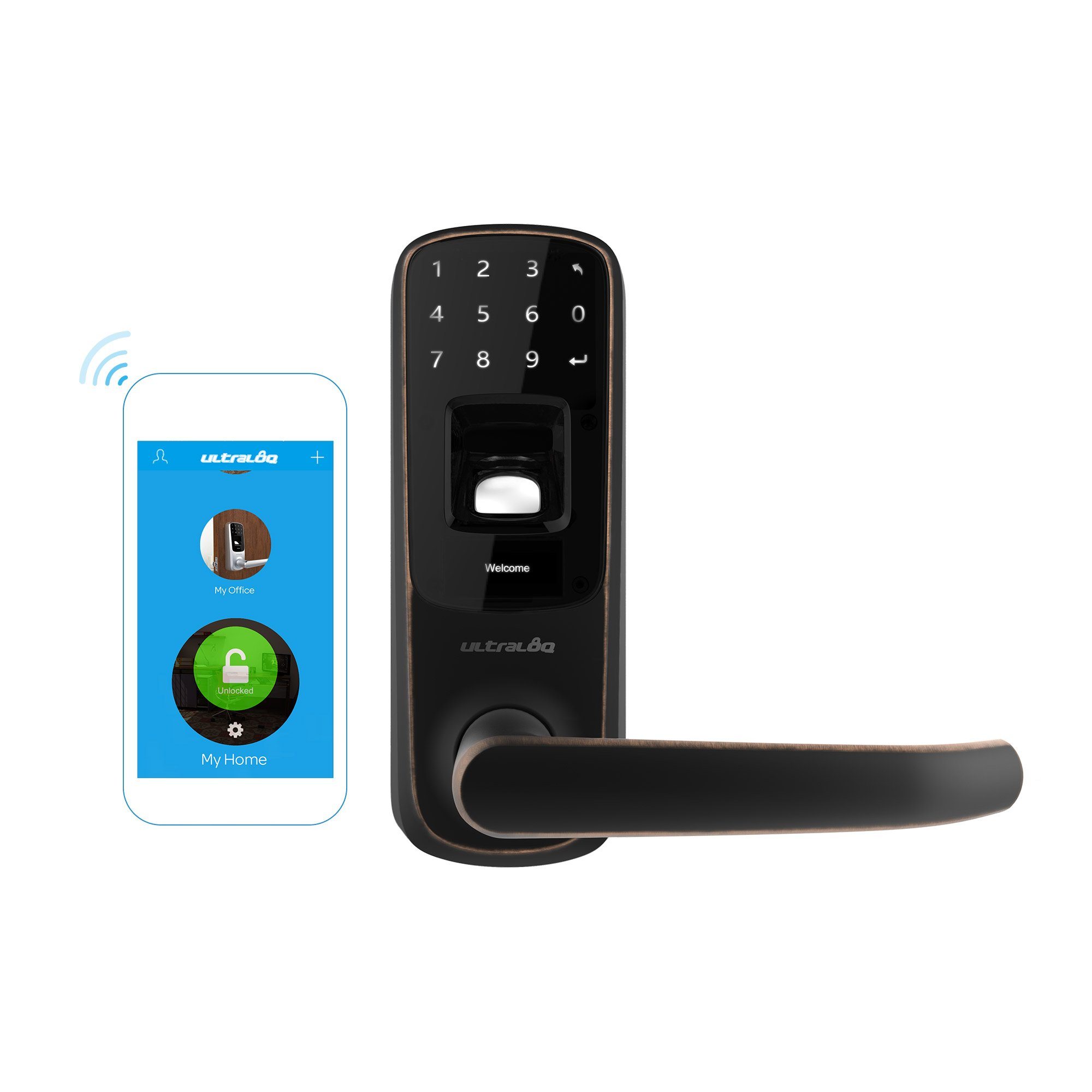 Ultraloq UL3 BT (2nd Gen) Bluetooth Enabled Fingerprint and Touchscreen Smart Lever Lock | Remote Pro